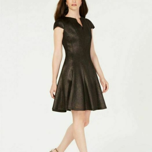 Julia Jordan 6 Bronze Dress V Neck 4AF88 - Picture 1 of 3